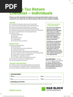 HR Block Income Tax Return Checklist Individuals 0620 FA