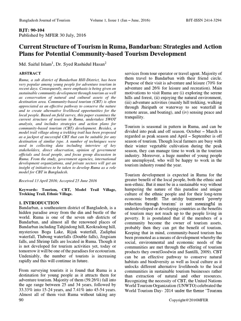 Current Structure of Tourism in Ruma Ban | PDF | Tourism | Sustainability
