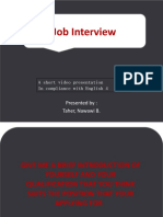 Job Interview: Presented By: Taher, Nawawi B