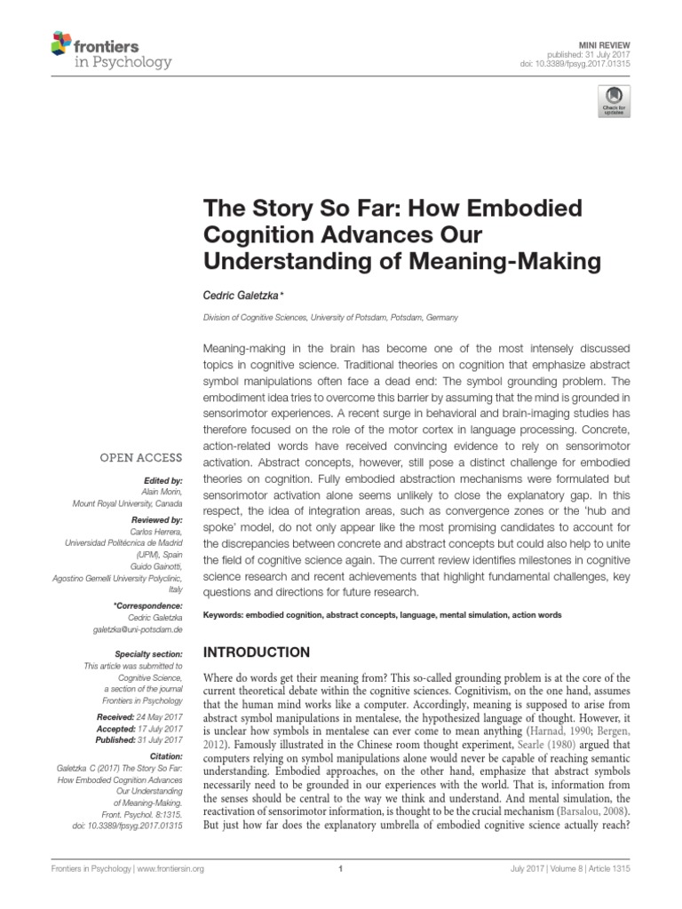 How Embodied Cognition Advances Our Understanding of Meaning-Making ...