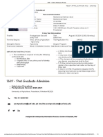UAF - Post Graduate Admission: Entry Test Application Test Application No: 240162