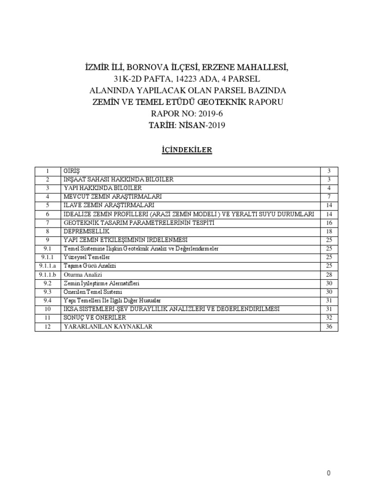 Erzene 14223 Ada 4 Parsel-Geoteknik Rapor | PDF
