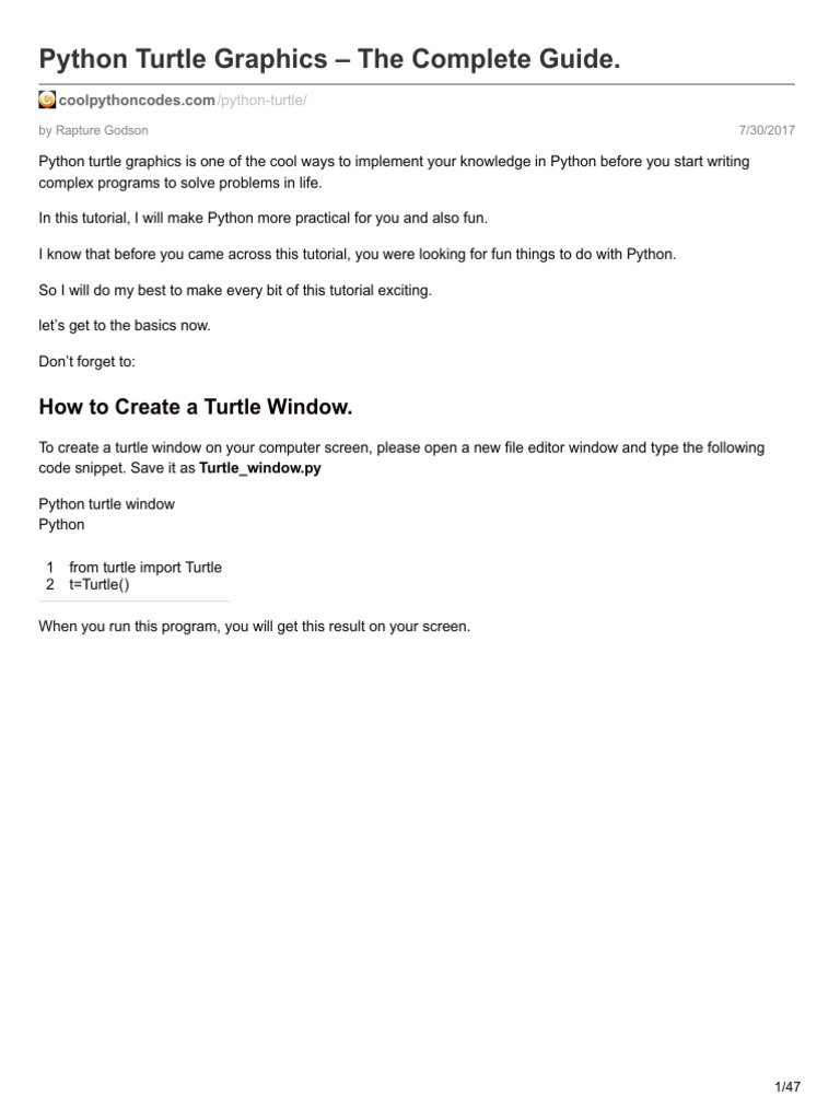 Python Turtle Graphics The Complete Guide | PDF | Parameter (Computer ...