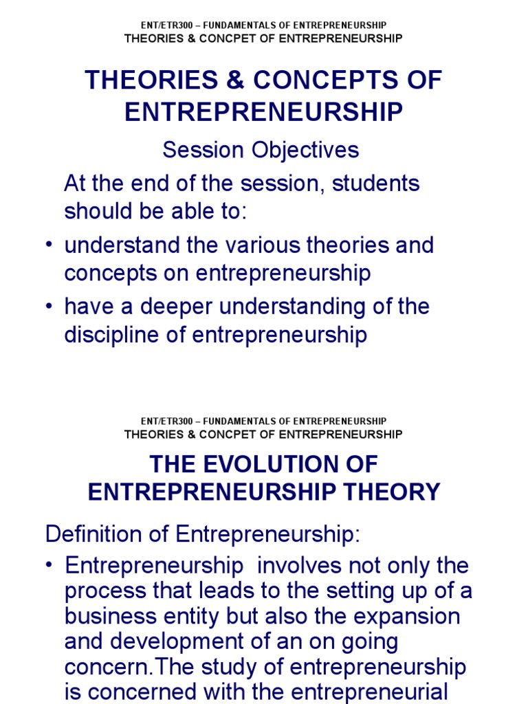 Concept Theories of Entrepreneurship | PDF | Entrepreneurship | Economies