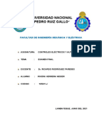 Universidad Nacional Pedro Ruiz Gallo: Examen Final de Controles Eléctricos y Automatización