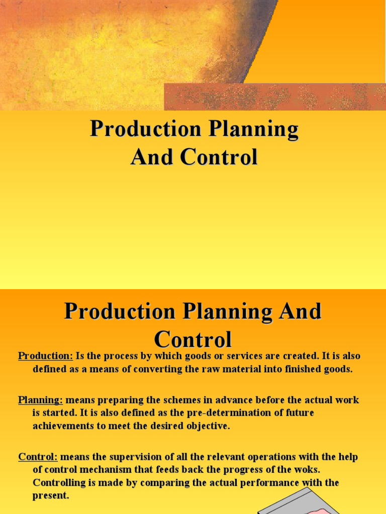Production Planning and Control PDF Scheduling (Production Processes) Planning