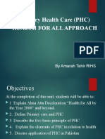 Primary Health Care (PHC) Health For All Approach: by Amarah Tahir RIHS