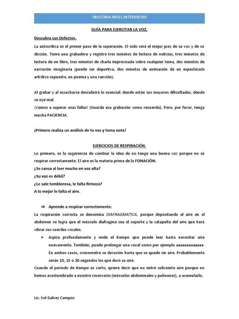 Ejercicios para Mejorar la Voz | PDF | Vocal | Sonido