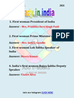 First Woman President of India Answer - 2. First Woman Prime Minister of India Answer - 3. First Woman Lok Sabha Speaker of India Answer: 4. India's First Woman Rajya Sabha Deputy Speaker Answer