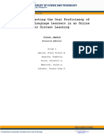 Factors Affecting The Oral Proficiency of The Second Language Learners in An Online or Distant Learning