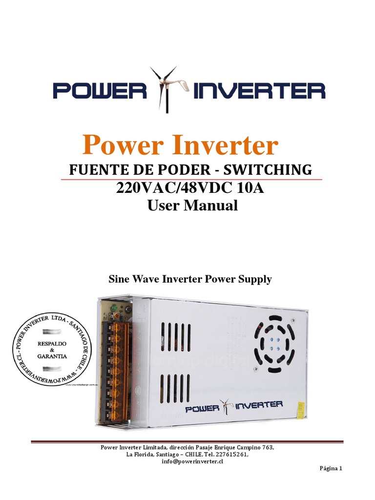 48V 10A Switching Power Supply Manual | PDF | Power Supply | Power Inverter