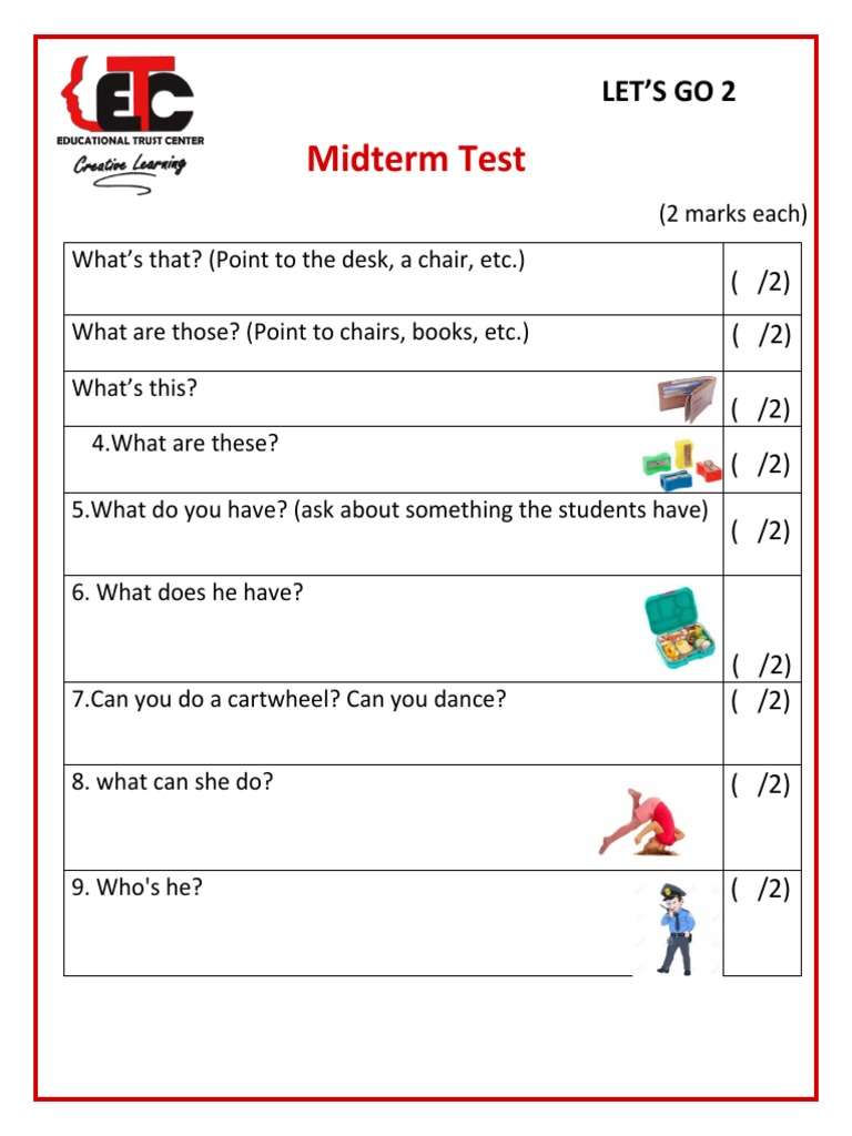 Let's Go 2 Midterm Test Format | PDF | Foreign Language Studies
