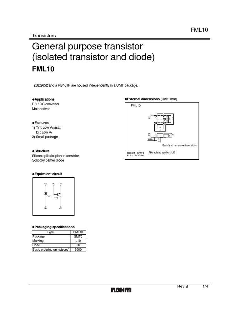FML10 General Purpose Transistor Specs | PDF | Transistor | Bipolar ...