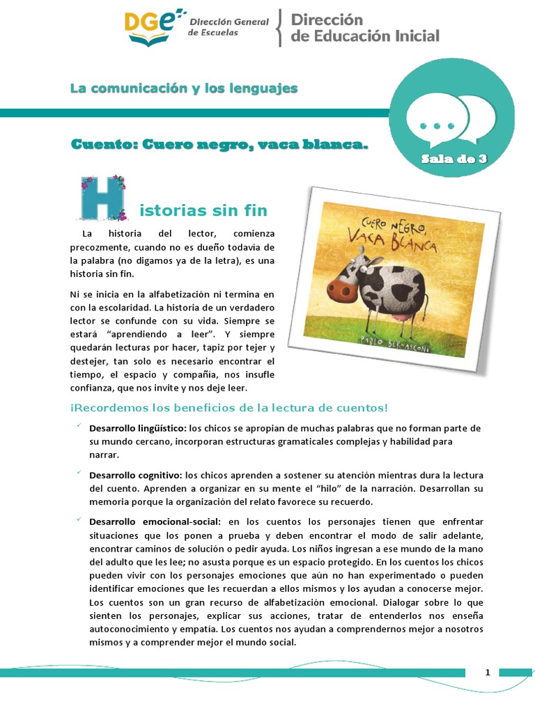 Inicial Sala de 3 2da Entrega Cuento 2 Cuero Negro Vaca Blanca PDF