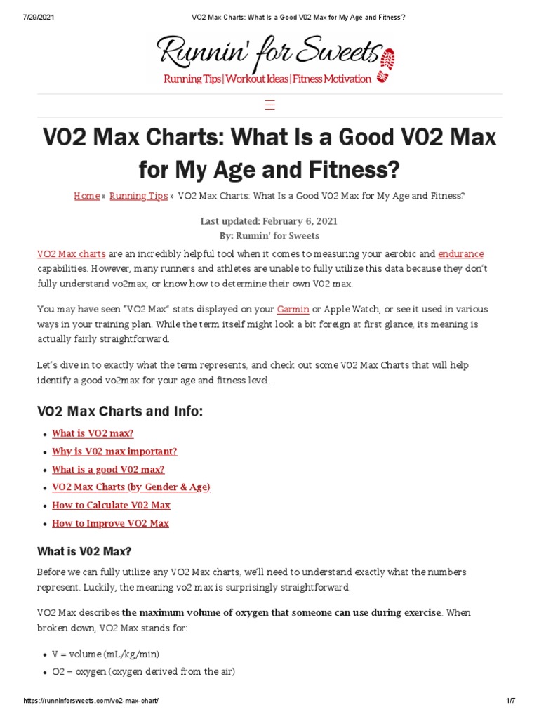 VO2 Max Charts What Is A Good V02 Max For My Age and Fitness PDF