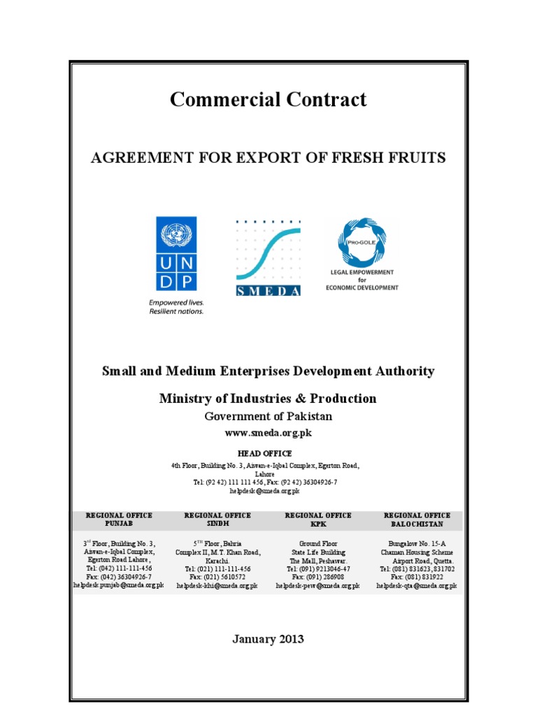 Export Agreement for Fresh Fruits | PDF | Business | Contractual Term