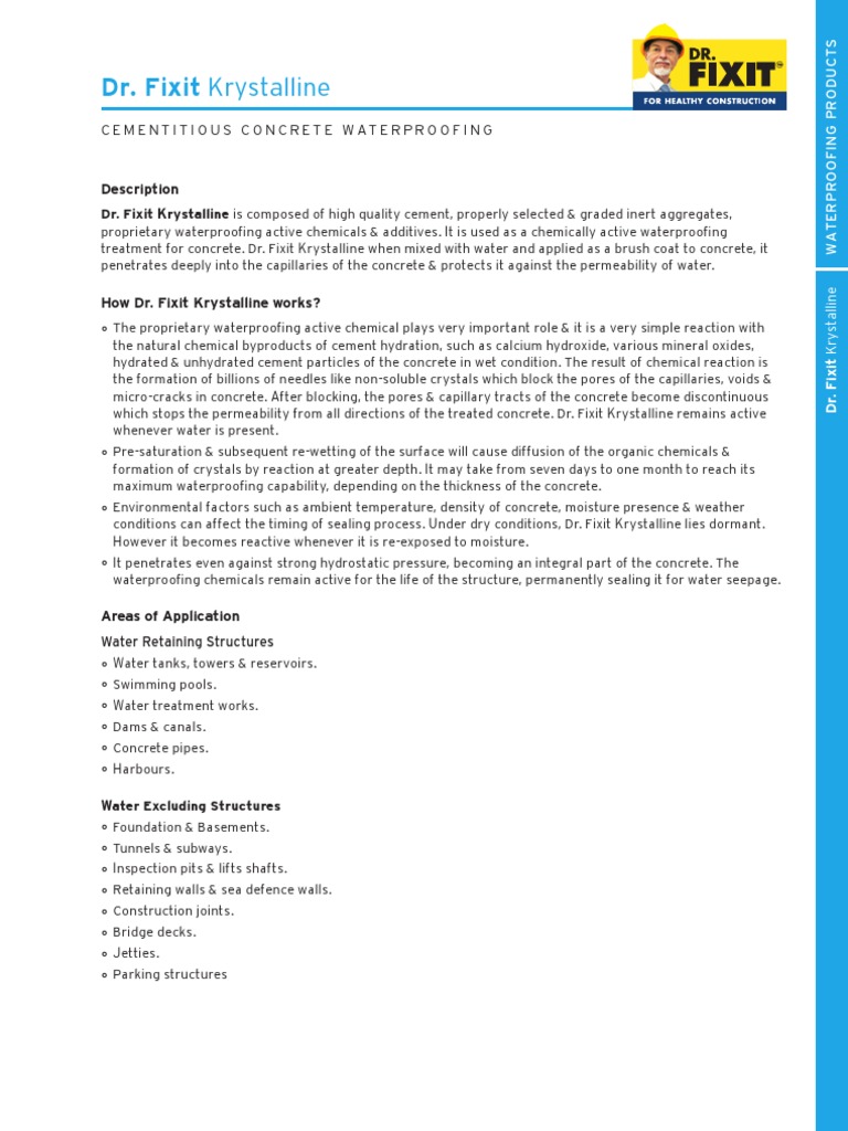 DR - FIXIT - Krystalline (IMP) | PDF | Concrete | Corrosion