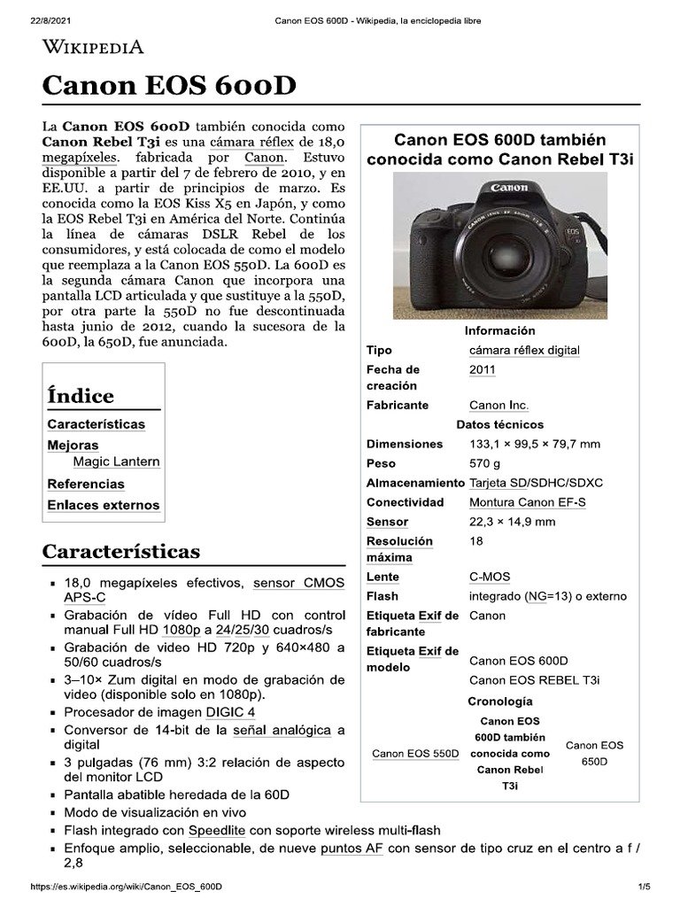 Canon EOS 5D - Wikipedia, la enciclopedia libre