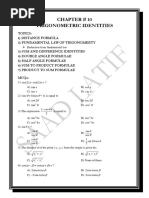 Chapter # 10 Trigonometric Identities