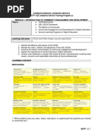 Correspondence Learning Module NSTP 1023 (National Service Training Program 2) Module 1: Introduction To Community Engagament and Development Topics