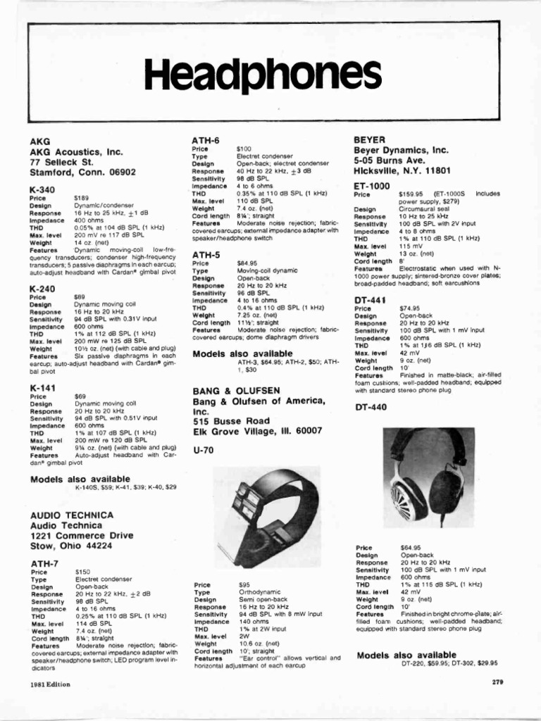 Comparing Top Headphone Brands and Models | PDF | Headphones | Microphone