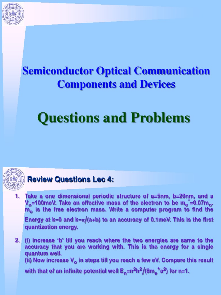Questions PDF Laser Diode Laser