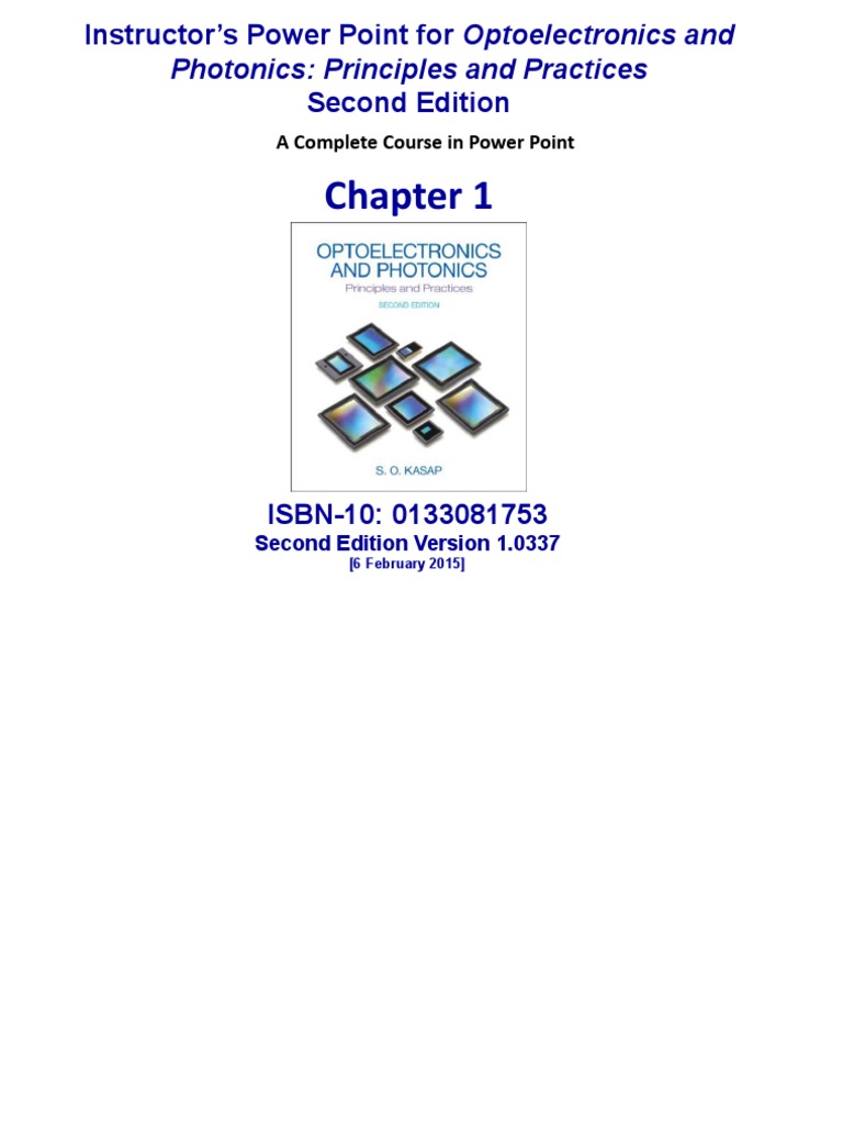 Photonics Principles and Practices Instructor's Power Point For