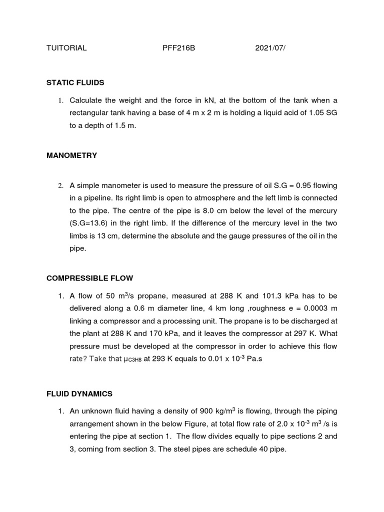 Fluid Mechanics Calculations Guide | PDF | Pressure Measurement | Pressure