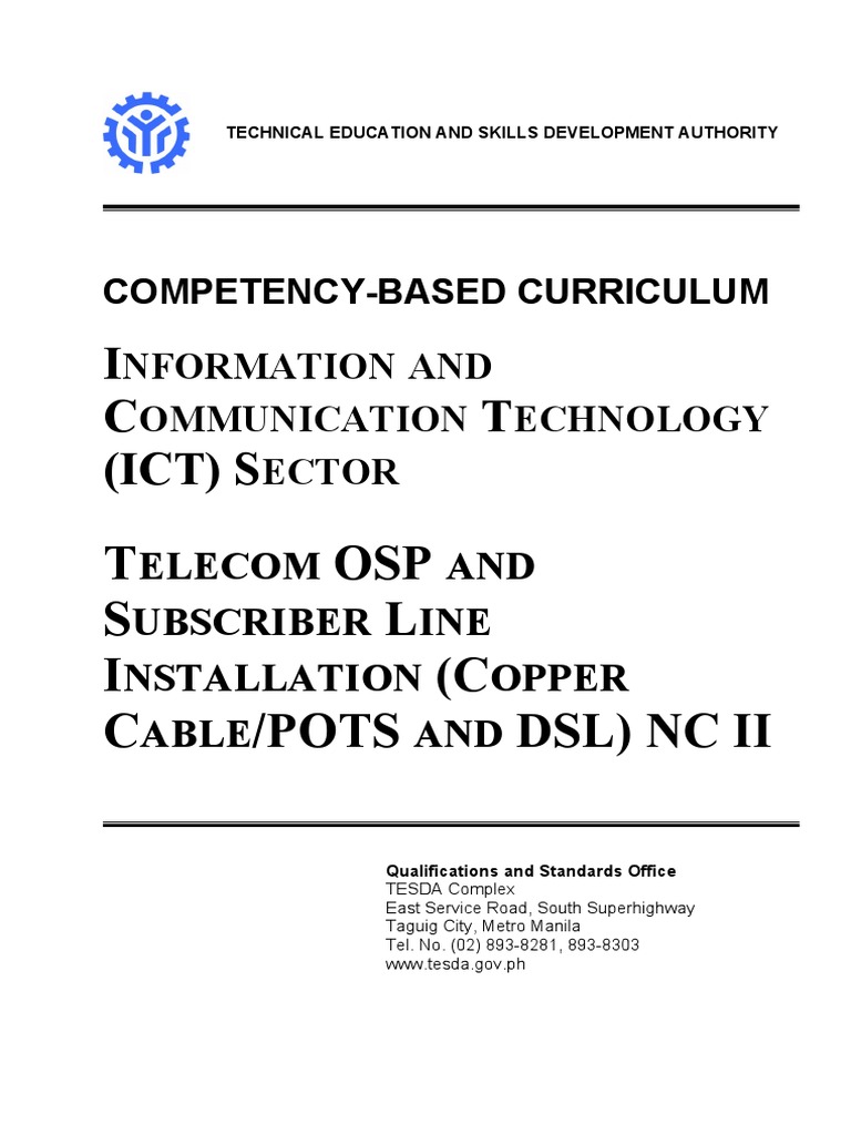 Telecom Subscriber Line Installation NC II | PDF | Occupational Safety ...