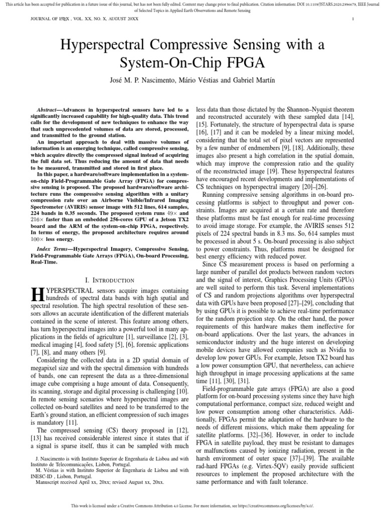 Hyperspectral Compressive Sensing FPGA | PDF | Field Programmable Gate ...