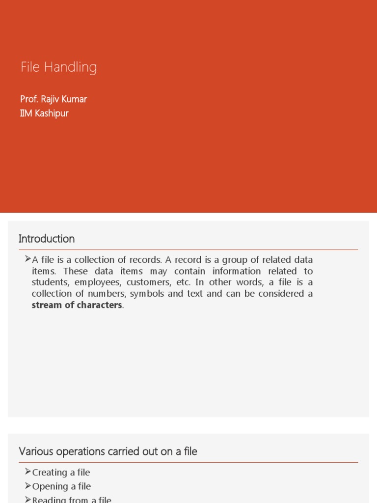 File Handling Fundamentals An Introduction to Opening, Writing