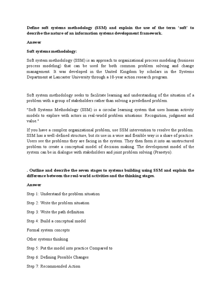 Define Soft Systems Methodology PDF Conceptual Model System