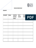 Contractor Induction Record Sheet