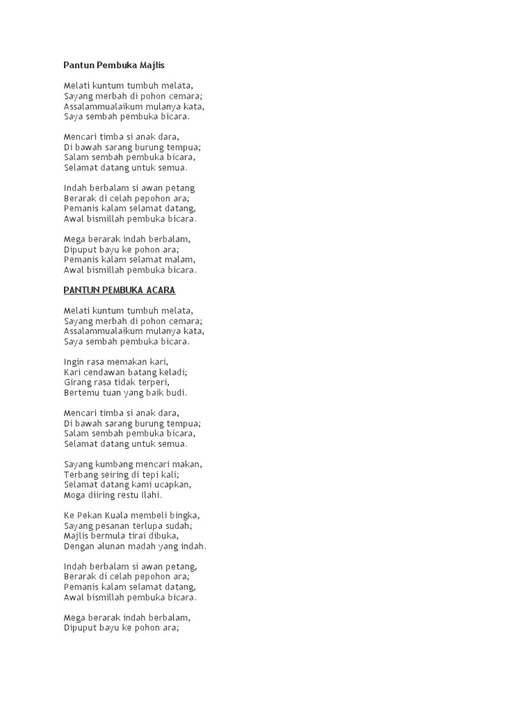 Koleksi Pantun Pembuka Majlis  PDF