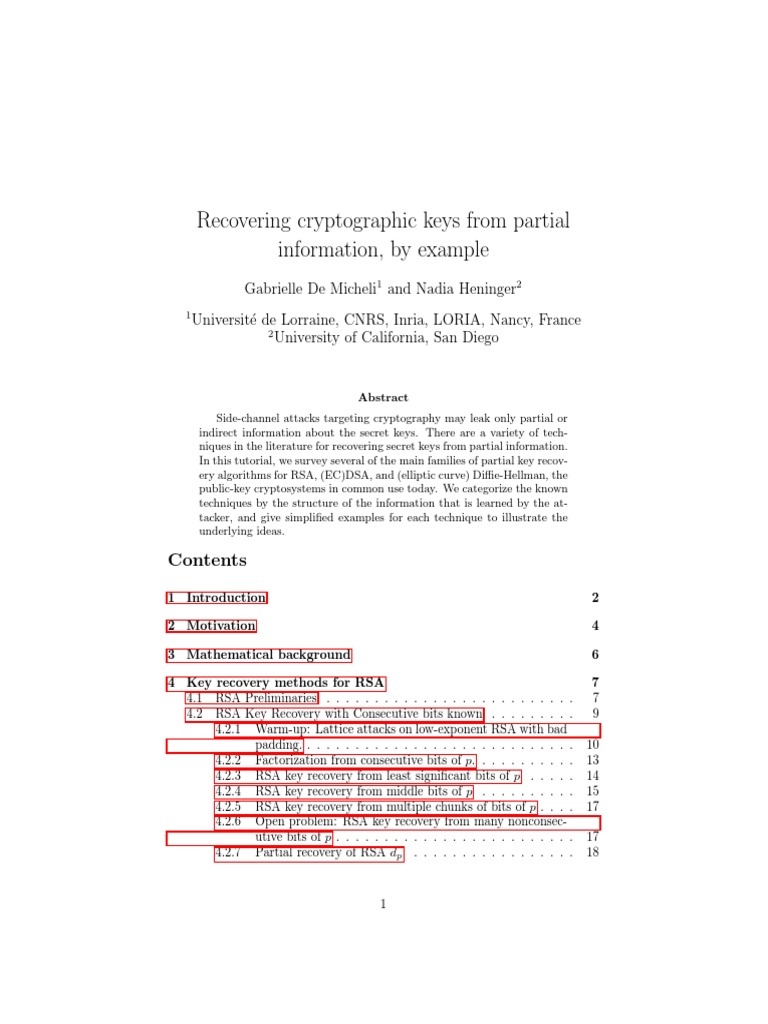 Key Recovery Techniques in Cryptography | PDF | Cryptography ...