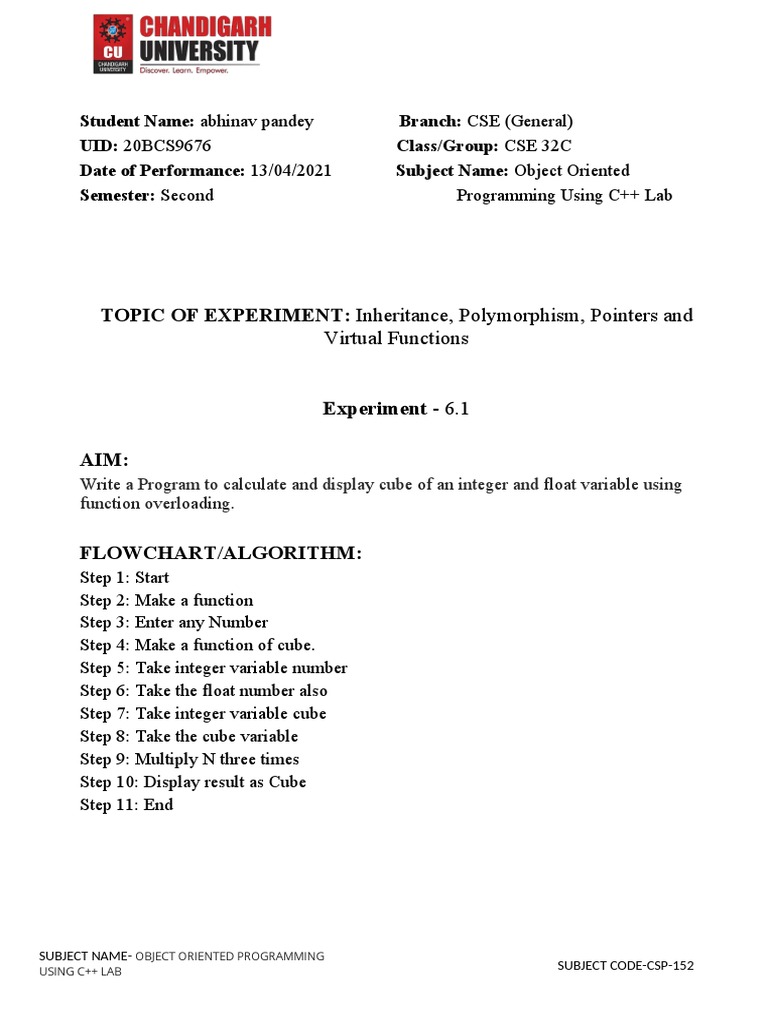 C++ Object-Oriented Programming Lab | PDF | C++ | Class (Computer ...