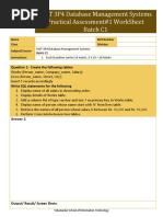 Usit 3P4 Database Management Systems Practical Assessment#1 Worksheet Batch C1