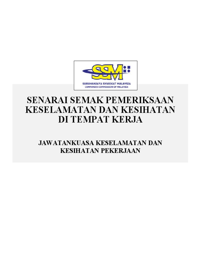 Senarai Semak Pemeriksaan Keselamatan Dan Kesihatan Di Tempat Kerja | PDF