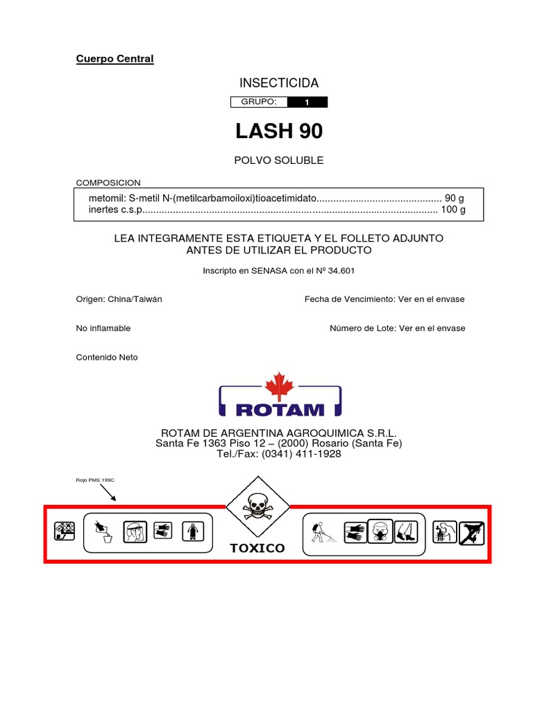 Insecticida LASH 90: Metomil y Uso Seguro | PDF | Agua | Insectos