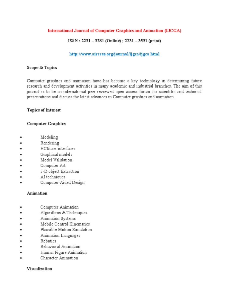International Journal of Computer Graphics and Animation (IJCGA) | PDF