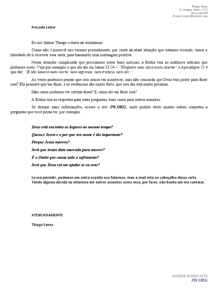 Carta JW Morador I PDF