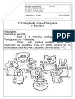 1 Avaliação de Língua Portuguesa - 1º Bimestre