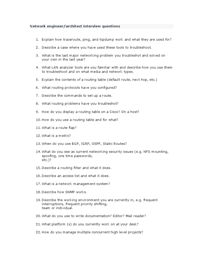 Essential Network Engineer Interview Questions | PDF