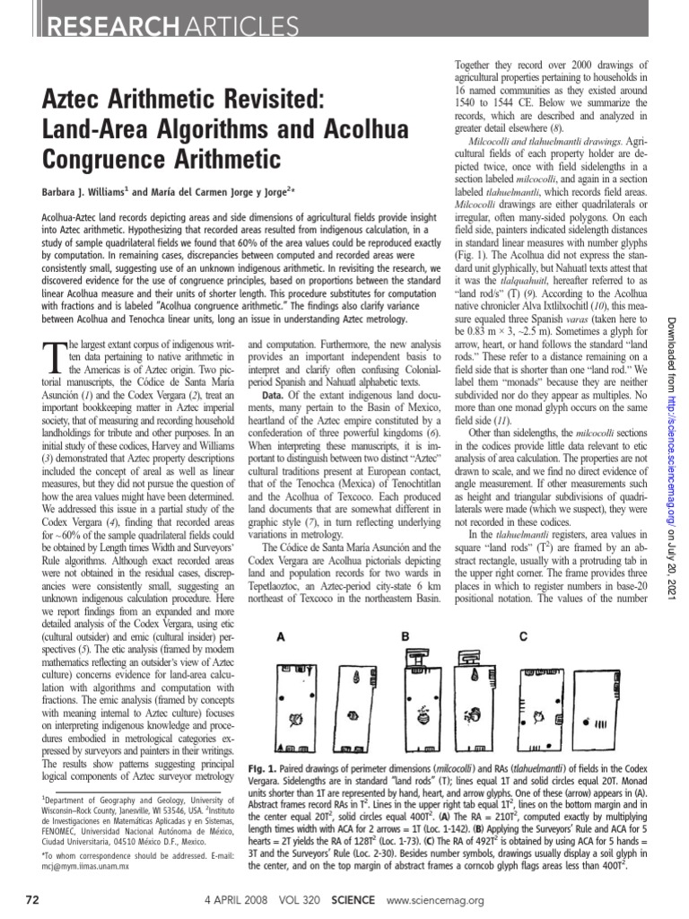 Acolhua Aztec Land Measurement Methods | PDF | Area | Multiplication