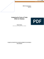 Analysing The Terms of Trade Effect For Pakistan: PIDE Working Papers 2010: 59