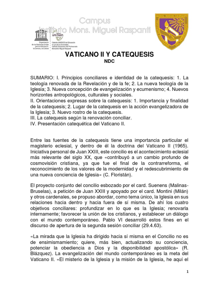 Vaticano II y Catequesis - NDC | PDF | Iglesia Católica | Fe
