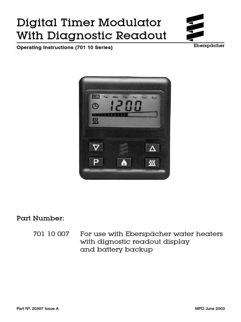 Digital Timer Modulator With Diagnostic Readout: Operating Instructions  (701 10 Series) | PDF | Timer | Clock