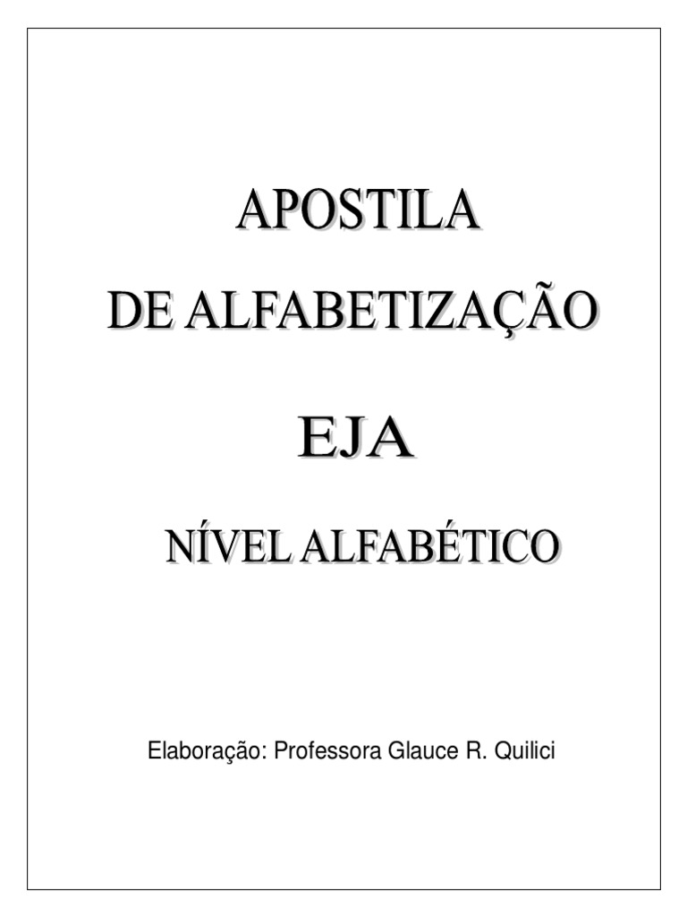 1apostila de Alfabetização Eja - Nível Alfabético | PDF