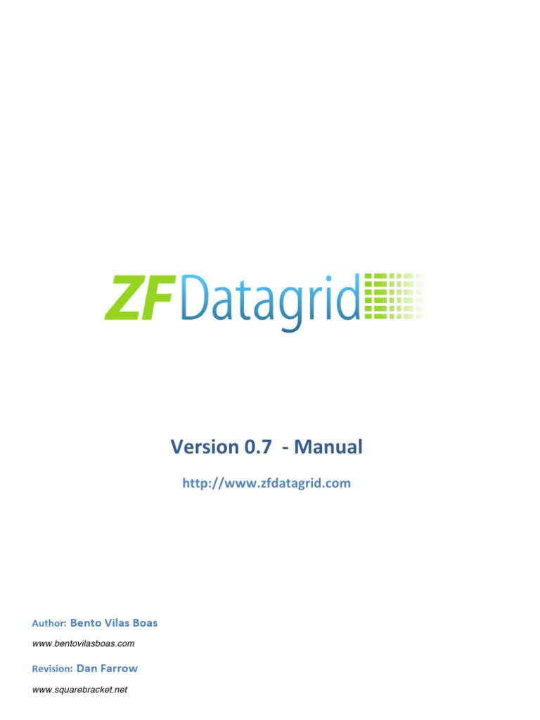 ZFDatagrid 0.7 - Manual | PDF | Parameter (Computer Programming ...