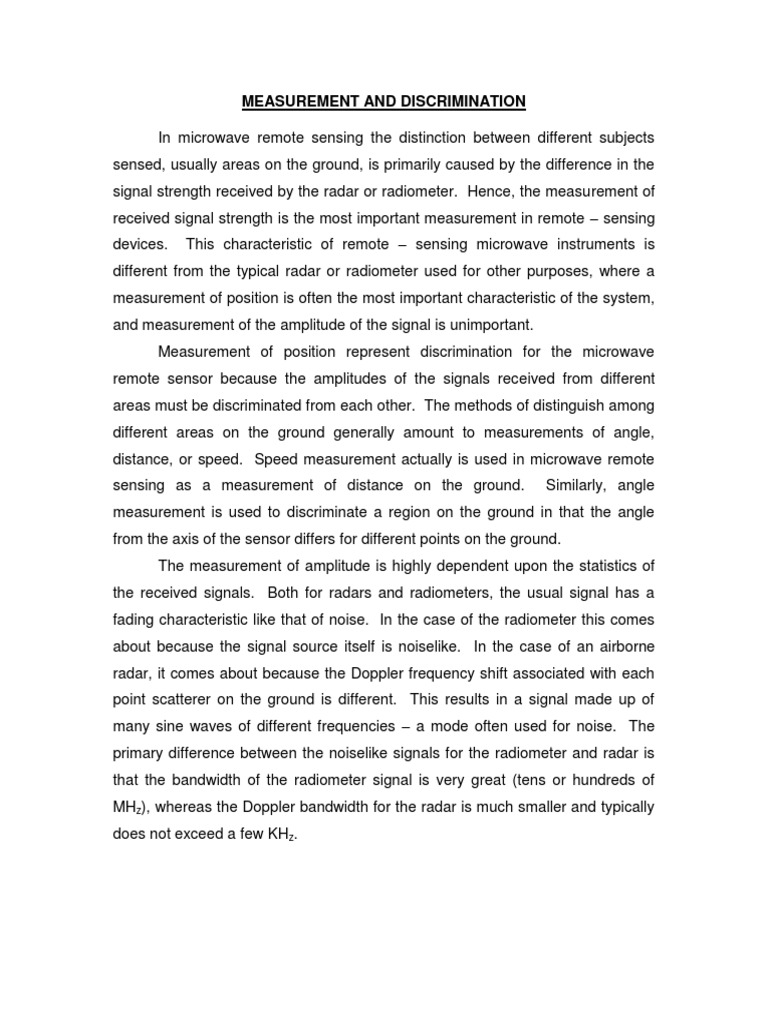 Measurement and Discrimination PDF Antenna (Radio) Radar